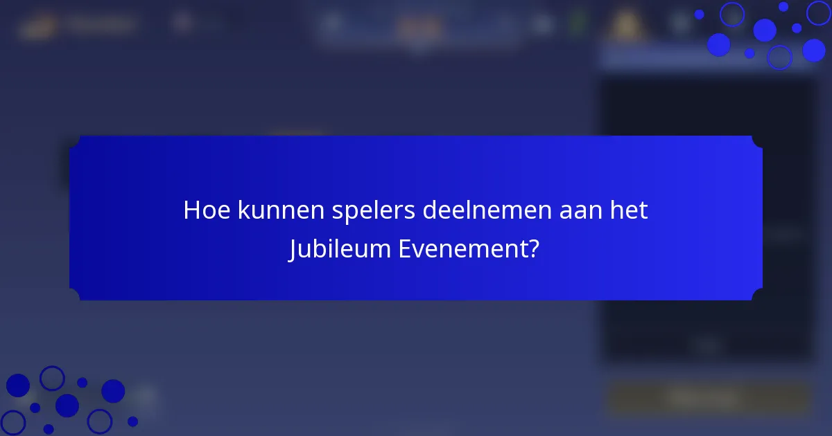 Hoe kunnen spelers deelnemen aan het Jubileum Evenement?