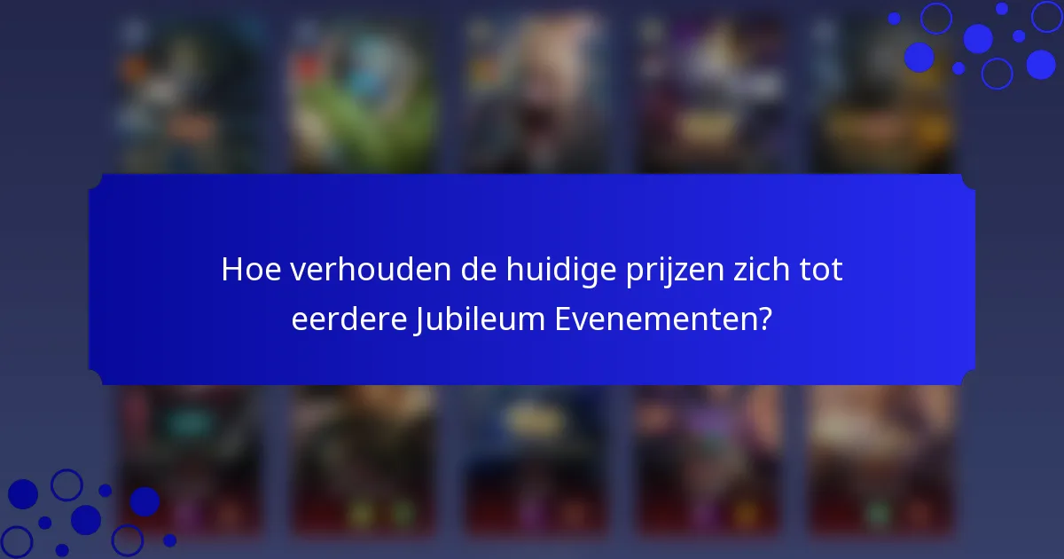 Hoe verhouden de huidige prijzen zich tot eerdere Jubileum Evenementen?
