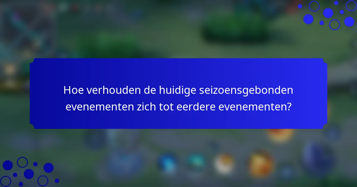 Hoe verhouden de huidige seizoensgebonden evenementen zich tot eerdere evenementen?